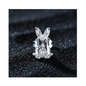 Boucles d'oreilles clous en argent sterling 925 plaqué or fin avec diamant de laboratoire certifié GIA IGI 3 carats D VVS VS, lapin debout, cadeau pour lui ou elle - Product Image 1