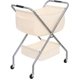 Chariot à linge pliable de 31,5 po de hauteur avec roulettes, panier à linge roulant, cadre en acier robuste et doublure en toile - Product Image 1