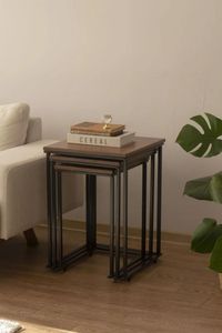 Unique Iron <b>Nesting</b> <b>Table</b> With Wooden Top Set For Creative Living Room Interior Design Furniture - Product Image 3