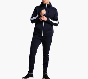 Ensemble de survêtement pour homme à blocs de couleur, manches longues, fermeture éclair, vêtements de sport décontractés, vêtements d'automne, matière en coton respirante, coupe régulière - Product Image 3