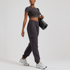 Latest Design Custom Logo Women's Comfortable Cargo Joggers Terry Fleece Women's Soft Touch Sweatpants Women's Pants & Trousers - Product Image 4