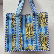 Bohemian Fashion Cotton <b>Tote</b> <b>Bag</b> Blue <b>White</b> Striped Palm Tree Embroidery Open Top Zipper Closure Summer Shopping New Year - Product Image 5