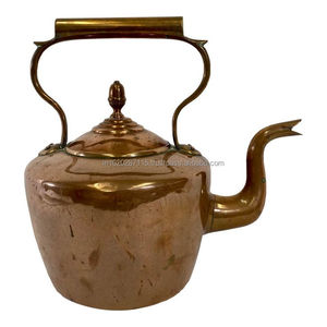 Vintage inspired copper kettle with solid craftsmanship and long spout ideal <b>for</b> retro <b>kitchen</b> <b>counters</b> or <b>shelf</b> styling - Product Image 4