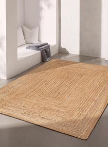 Alfombra Rectangular de Yute de Diseño, Alfombra de Fibra Natural para Sala de Estar, Color Natural, Apta para Mascotas, Lavable, Reversible, para Viajes - Product Image 3