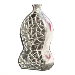 Vase à fleurs en métal de style nouveau, plaqué argent, pour la décoration de table à la maison et à l'hôtel, vases à fleurs faits à la main sur mesure - Product Image 5