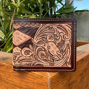 Cartera corta de cuero mecanizada a mano para hombre, billetera de cuero genuino para hombre, monedero informal para hombre, tarjetero, bolsillo para dinero, billetera plegable - Product Image 2