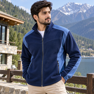 Men Puller <b>Fleece</b> <b>Zipper</b> Jacket Crafted From Midweight <b>Fleece</b> Textile Comfortable Layering Fit High Neck Design Secure <b>Zipper</b> - Product Image 1