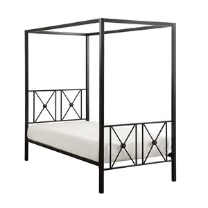 Modern Traditional Twin Platform <b>Bed</b> <b>Canopy</b> 1pc Black Finish Metal <b>Frame</b> - Product Image 2