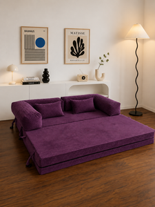 Minimalist <b>Purple</b> Sofa Bed Smart Three Seat Upholstered Padded Arms Loose Back Living Room Bedroom Hotel Villa Manufacturer Sofa - Product Image 3