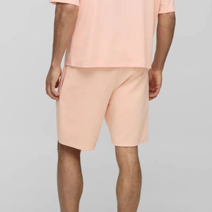 Shorts en molleton de coton pêche pour homme, coupe droite, imprimé graphique, taille à cordon, style décontracté streetwear, shorts de sport d'été - Product Image 5