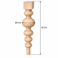 Pied de table en bois massif tourné, forme calebasse, base de table en bois massif, style scandinave, installation facile