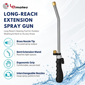 Long Reach Extension Water Spray Gun with Dual Brass Nozzles for <b>Garden</b> Hose Car and Outdoor Cleaning - Product Image 4