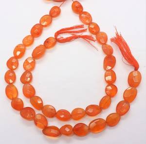 ลูกปัดคาร์เนเลียนทรงรีเหลี่ยมเพชรพลอยขนาด 10x14 มม. ลูกปัดพลอยคาร์เนเลียนสีส้มธรรมชาติขนาด 10 นิ้ว สำหรับทำเครื่องประดับ - Product Image 1