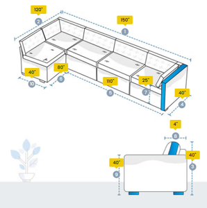 ผ้าคลุมโซฟาแบบเรียบสีพื้นสไตล์เวียดนามรูปตัว L ผ้าคลุมเฟอร์นิเจอร์สำหรับลานบ้าน ดีไซน์ทันสมัย ผ้าคลุมโซฟาแบบ 7 ชิ้น - Product Image 3