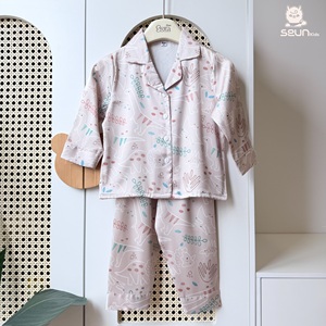 SeunKids Conjunto de pijama de viscosa de manga larga para niños y niñas, ropa informal para el hogar con estampado de mascotas, Vietnam - Product Image 3