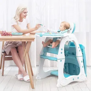 Dining Baby Feeding Chair 3 In 1 Children High Chair Kids Plastic Table And Chair Set