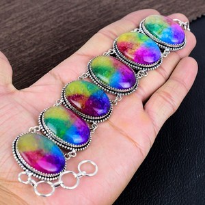 Solar Quartz Gemstone <b>Bracelet</b> 925 Sterling <b>Silver</b> Boho Jewelry Handmade Crystal <b>Bracelet</b> Unique Spiritual Gift For Women - Product Image 1