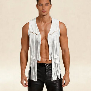 <b>Men</b> Vintage Fringe Vest <b>Suede</b> Leather Western Cowboy Sleeveless <b>Jacket</b> Tassel Biker Rodeo OEM <b>Jacket</b> Premium OEM Apparel - Product Image 2