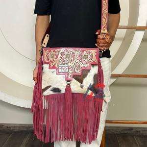 Bolso Bandolera de Cuero Genuino de Vaca Hecho a Mano de Primera Calidad 2026 con Flecos, Estilo Western, Tipo Jackpot, Perfecto para Mujer - Product Image 1