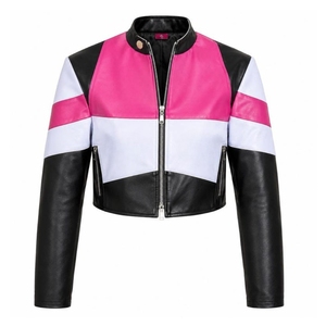 Women’s Lambskin Leather Crop <b>Jacket</b>, Genuine Leather Moto <b>Biker</b> <b>Jacket</b>, Riding Motorcycle Bomber <b>Jacket</b> - Product Image 6