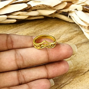 Trendy Design Chevron V Shape <b>Ring</b> Boho Brass <b>Rings</b> For Women 18k Gold Plated Filigree <b>Wave</b> Band <b>Ring</b> For Wholesale/OEM/ODM - Product Image 5