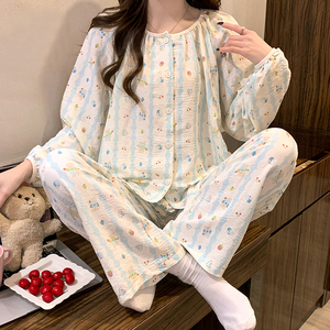 Conjunto de Pijamas Dulces y Lindos para Mujer, Manga Larga y Pantalones, Ropa de Dormir Nueva de Verano, Poliéster/Algodón, Suave y Transpirable, SAQRAT SPORTS - Product Image 3