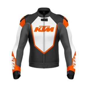 Veste de course pour motards en cuir de vache véritable avec protection CE niveau 2 et protège-dos - Product Image 1