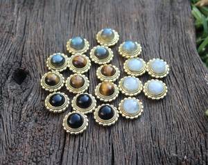 Connecteur de Breloque Cabochon Ovale Naturel en Laiton Massif Plaqué Or 8mm – Composants de Bijoux - Product Image 5