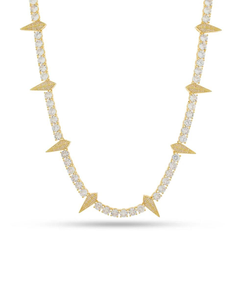 Collar de tenis de moissanita chapado en oro con detalles de púas, corte redondo, brillante, joyería fina para mujer, regalo de lujo para bodas y fiestas - Product Image 2