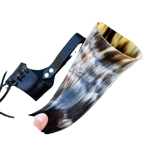 Elegante cuerno vikingo natural hecho a mano estilo náutico soporte de cuero pulido para decoraciones de fiesta de Navidad - Product Image 3