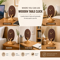 Jam Meja Kayu 25 cm Warna Walnut Gelap Jam Meja Gerakan Quartz Senyap Jam Meja Kayu Elegan Dekorasi Rumah Kantor Modern