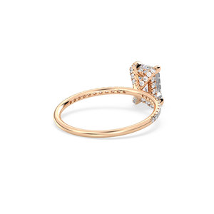 Bague solitaire halo caché en or massif 14 carats avec diamant de laboratoire HPHT CVD, design unique REYES, pour femme, cadeau de mariage luxueux, bijoux. - Product Image 6