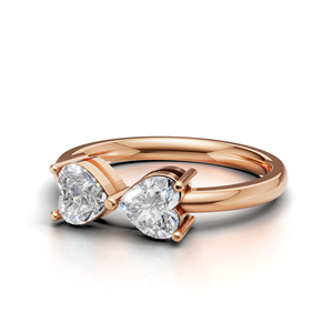 IGI Certified Lab Grown Diamond Toi Et Moi <b>Ring</b> 18K Yellow / White & Rose Gold Heart Shape Engagement <b>Ring</b> for Women - Product Image 2