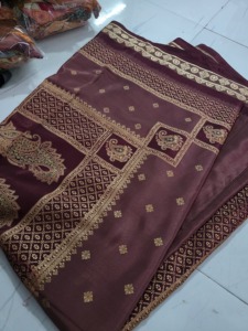 Used Saree Recycled up Cycled Sari Art, <b>Silk</b> <b>Fabric</b> for Home Party Wear, Theme Wedding Bollywood Parties Vintage Sari - Product Image 2