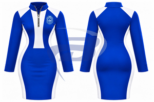 ชุดเดรสทรงบอดี้คอนสีน้ำเงินขาวลายบล็อกสีสำหรับผู้หญิง Zeta Phi Beta แขนยาว ซิปครึ่งตัว ไซส์พลัส ทรงเข้ารูป สไตล์ลำลอง - Product Image 3