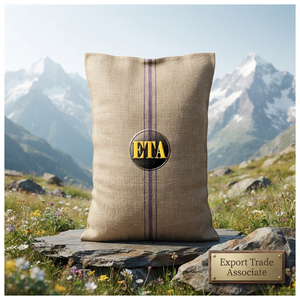 Sac en jute sergé standard B de 102,0583 dekagrams, dimensions 111,76 cm x 67,31 cm, avec ourlet renforcé 6x8 HD sur le bord supérieur. - Product Image 1
