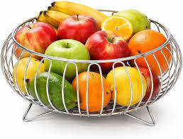 Iron Fruit <b>Basket</b> with Drain Design Stylish Steel Fruit Bowl <b>Kitchen</b> Storage Holder - Product Image 3
