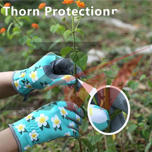 Guantes de Jardinería Transpirables, Guantes de Trabajo de Cuero Suave con Logotipo Personalizado de Fábrica, Guantes de Protección con Estampado Floral - Product Image 3