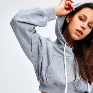 <b>Women's</b> Blue Fleece Hooded Crop Top & Jogger Set Casual Loose Fit All Seasons Sportswear Two <b>Piece</b> <b>Outfit</b> Solid Color - Product Image 6