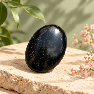 Pierre de tourmaline noire naturelle, polie, taille ovale, pour la décoration intérieure, le Feng Shui, ou comme cadeau - Product Image 3