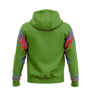 เสื้อฮู้ดดี้ผู้ชายสีเขียวสั่งทำขายส่ง พร้อมกระเป๋าและลายกราฟิกตัวอักษรสีสันสดใส ชื่อผู้เล่น ทรงปกติ - Product Image 2