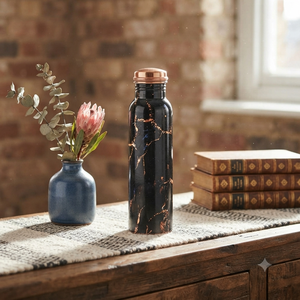 Black Copper Water <b>Bottle</b> Kintsugi Crackle Design Reusable Metal Drinking <b>Bottle</b> Handmade Travel Home Office Gift Wholesale - Product Image 6