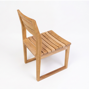 Chaise individuelle en teck, style traîneau, assise à lattes, moderne et minimaliste, pour salle à manger, hôtel et villa - Offre Spéciale - Product Image 3