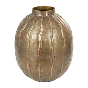 Jarrón de bronce moderno hecho a mano con diseño ondulado y acanalado, centro de mesa decorativo para la decoración del hogar. - Product Image 1