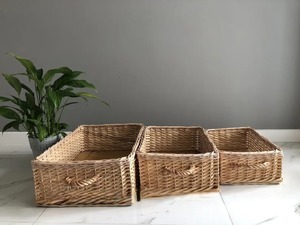 Artex Green Earth Set 3 <b>Wicker</b> <b>Basket</b> Handmade Eco-Friendly Natural Rattan <b>Square</b> Storage <b>Baskets</b> Modern Multifunction Made - Product Image 3