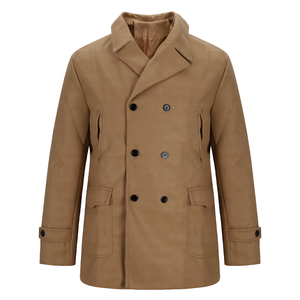Men's Double Face Genuine Leather Mandarin Collar <b>Trench</b> <b>Coat</b> Long Outerwear Breathable Windproof Regular Fit for Casual Formal - Product Image 1