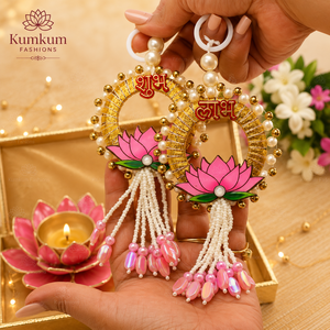 Modern New Arrival Indian Handmade Golden Gift Box Lotus Tealight <b>Candle</b> Holder Shubh Labh Hanging Diwali Festive Return Gift - Product Image 3