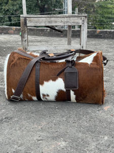 Sac de voyage en cuir véritable avec fourrure, fermeture éclair, logo personnalisé, sac de week-end, sac à main LHDB-0086 - Product Image 5