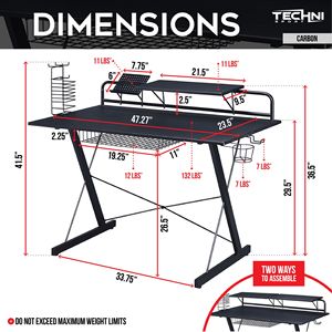 Techni Sport-Mesa de Juegos de ordenador de carbono negro con estanterías, mesas de juego de primera calidad - Product Image 4