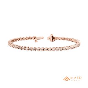สร้อยข้อมือเทนนิสโมอิสซาไนต์สำหรับผู้หญิง สีโรสโกลด์ ดีไซน์โซ่เส้นเล็ก ประดับด้วยหินทรงกลม เครื่องประดับแฟชั่นสุดหรู ชุดของขวัญ - Product Image 1